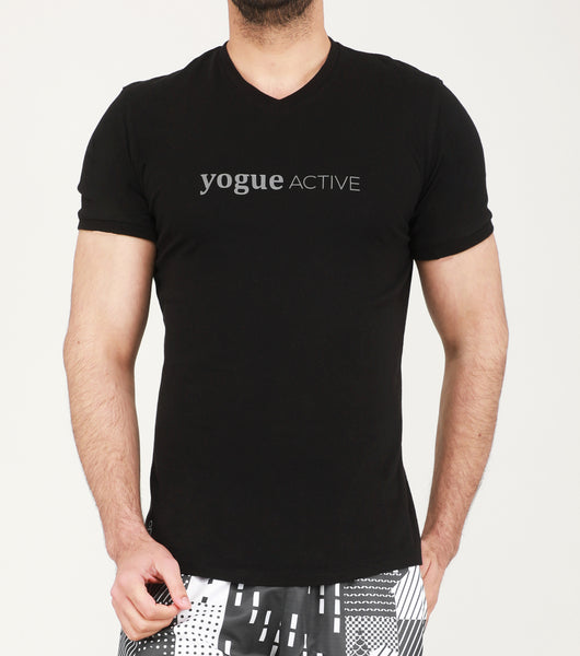 Yogue Active Black V-Neck Cotton T-Shirt