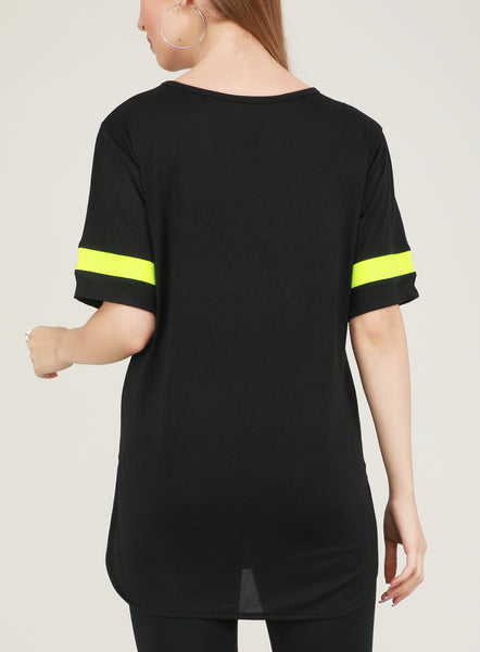 Black Flouroscent Stripes Long T-Shirt