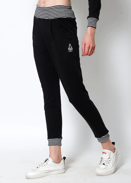 Black - White Tapered Fit Joggers