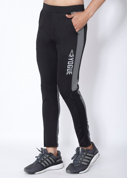 Black Grey Stripes Slim-Fit Trackpants