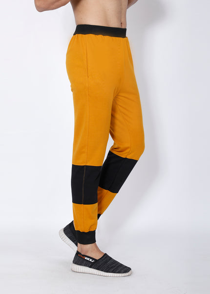 Yellow Black Colorblock Terry Joggers