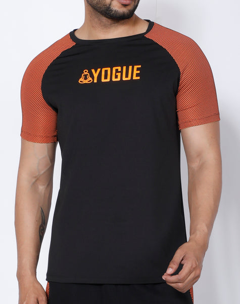 Black Orange Mesh Raglan T-Shirt