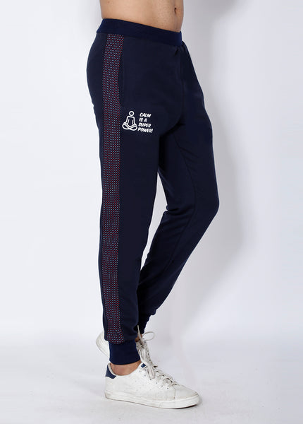 Navy Red Microdots Terry Joggers