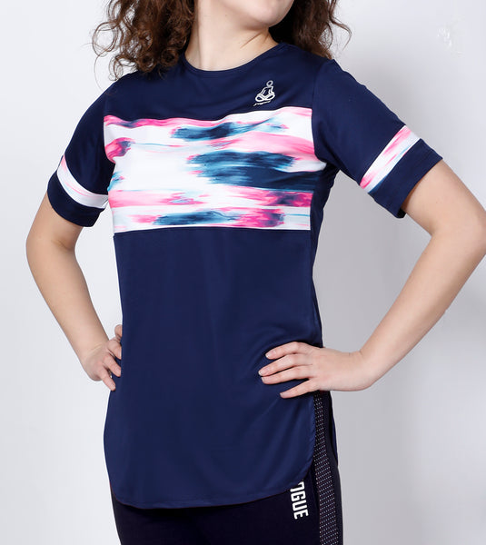 Navy Colorbrush Long T-Shirt