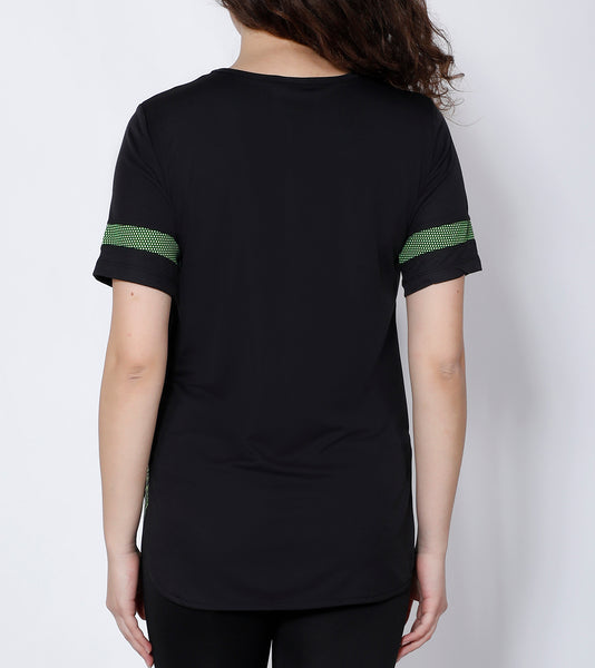 Black Neon Mesh Long T-Shirt