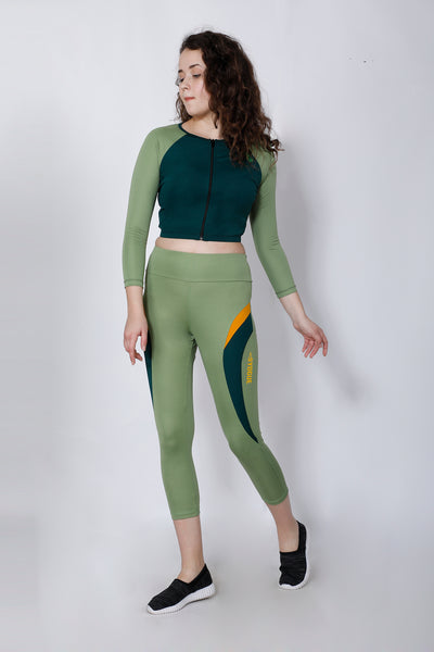 Shop The Look - Crop Zipper + Leggings - Pista Green
