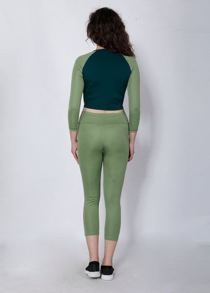 Shop The Look - Crop Zipper + Leggings - Pista Green