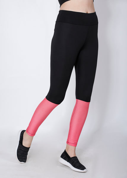 Shop The Look - Compression Top + Leggings - Black Pink Mesh