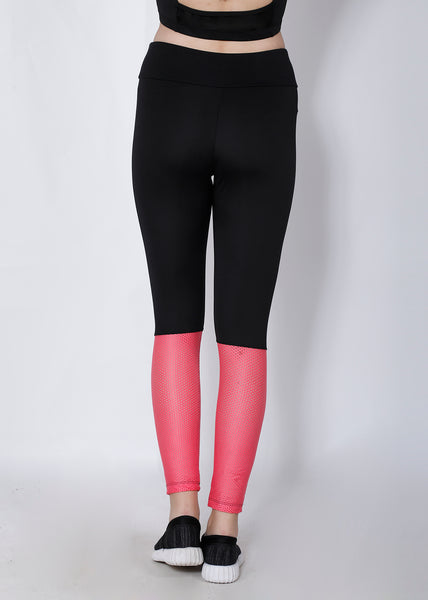 Shop The Look - Compression Top + Leggings - Black Pink Mesh