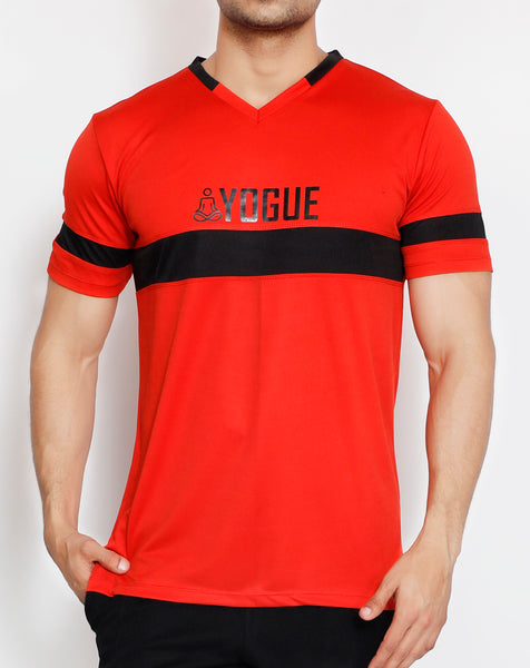 Red & Black V-Neck T-Shirt