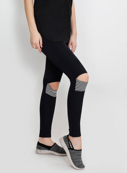 Black Knee-Slit Leggings