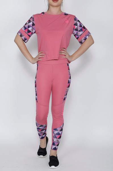 Shop The Look - Crop Top + Tights - Pink Triangles