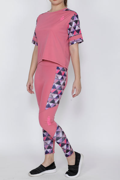 Shop The Look - Crop Top + Tights - Pink Triangles