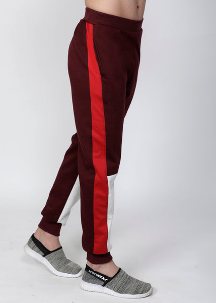 Wine Red & White Thermal Joggers