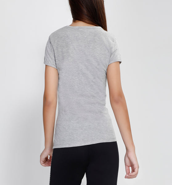 Light Grey Round-neck Cotton T-Shirt