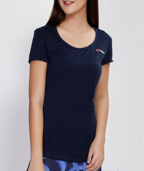 Navy Round-neck Cotton T-Shirt
