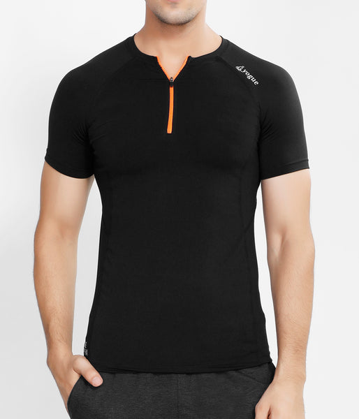 Black Half Zipper Compression T-Shirt
