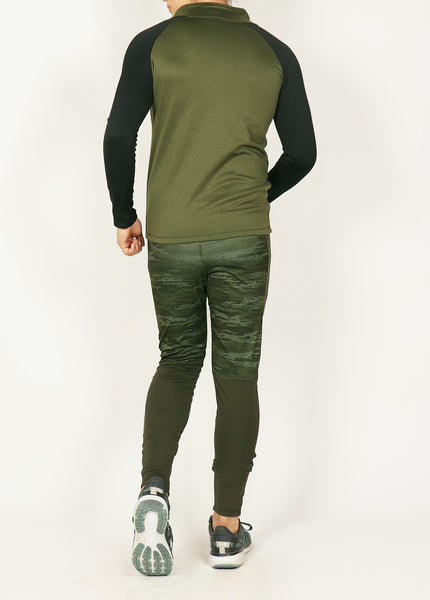Army Green MicroDots Men's Running Tights