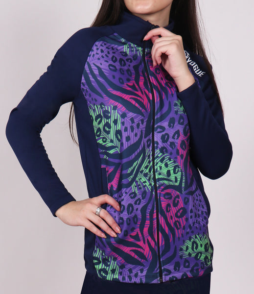 Purple Green Abstract Slim Fit Jacket