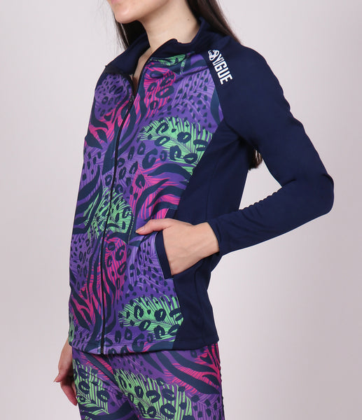Purple Green Abstract Slim Fit Jacket