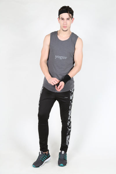 Yogue Men Black Silver Trackpants