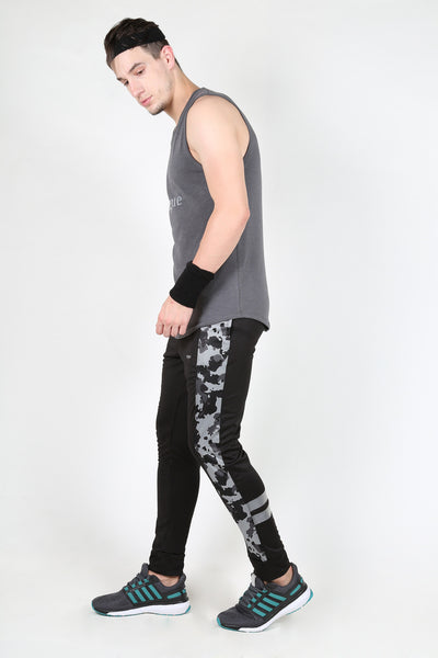 Yogue Men Black Silver Trackpants