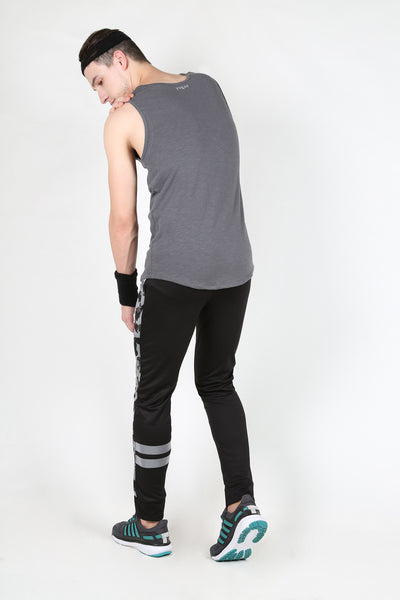 Yogue Men Black Silver Trackpants