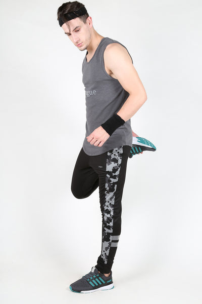 Yogue Men Black Silver Trackpants