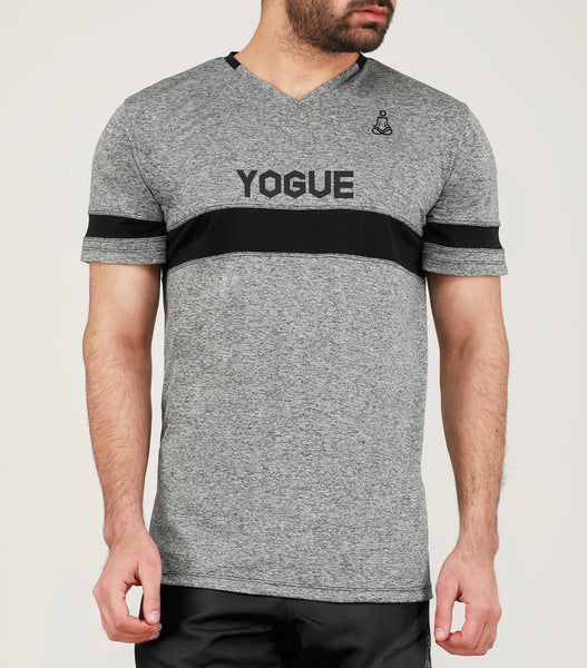Grey & Black Stripe V-Neck T-Shirt