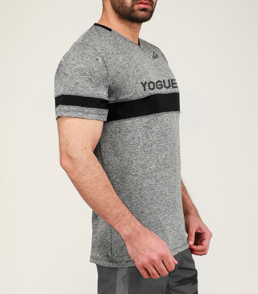 Grey & Black Stripe V-Neck T-Shirt