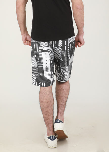 Black & White Cityscape Shorts