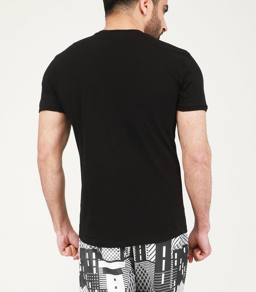 Yogue Active Black V-Neck Cotton T-Shirt