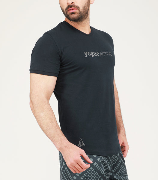 Yogue Active Charcoal V-Neck Cotton T-Shirt