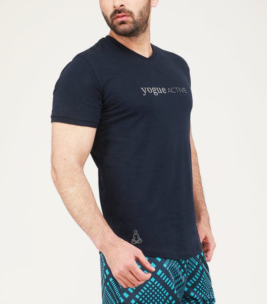 Yogue Navy V-Neck Cotton T-Shirt