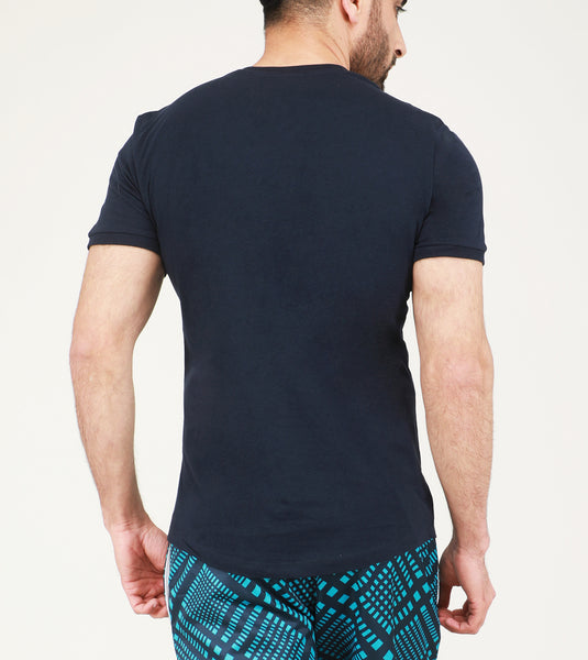 Yogue Navy V-Neck Cotton T-Shirt