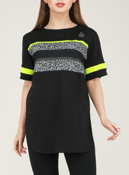 Black Flouroscent Stripes Long T-Shirt