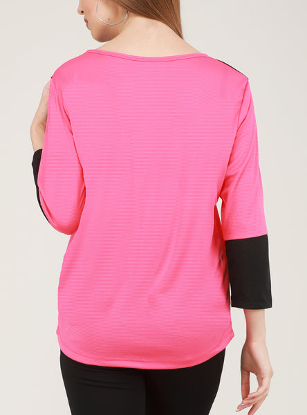 Pink Black Full Sleeve T-Shirt