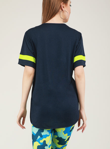 Navy Flouroscent Long T-Shirt