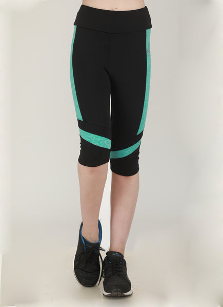 Black Green Texture Capris