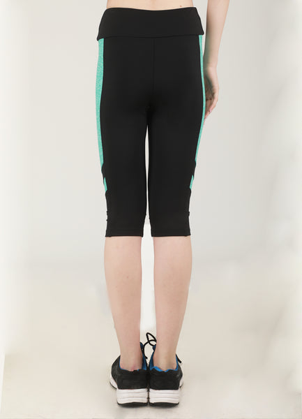 Black Green Texture Capris