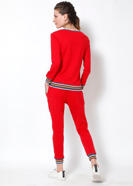 Crimson Comfy Top + Joggers Ensemble