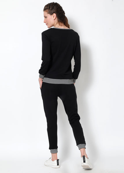 Black Comfy Top + Joggers Ensemble