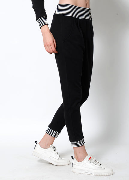 Black - White Tapered Fit Joggers