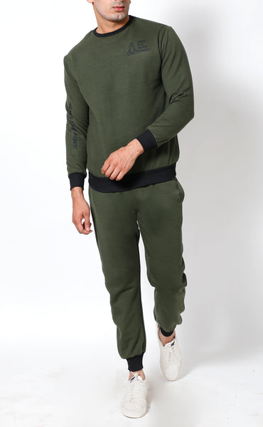 Olive Black - Crew-Neck Tracksuit