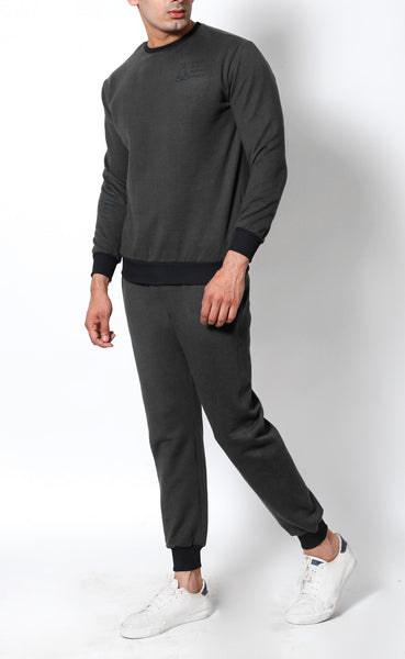 Dark Grey - Crew-Neck Tracksuit