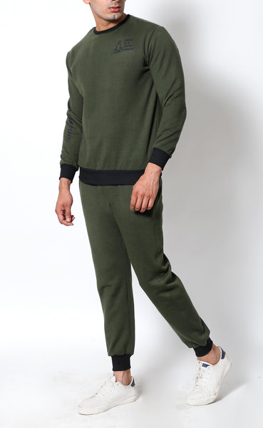 Olive Black - Crew-Neck Tracksuit