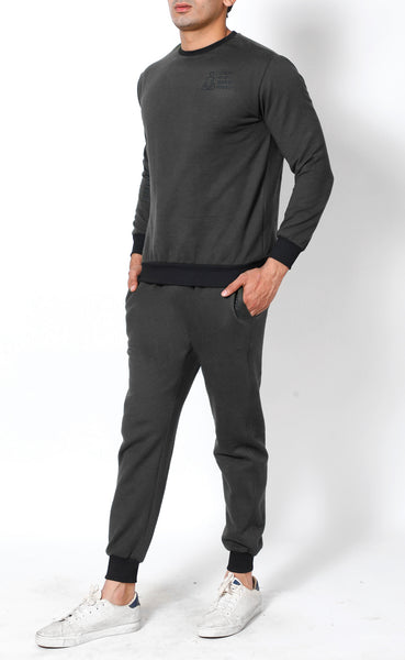 Dark Grey - Crew-Neck Tracksuit