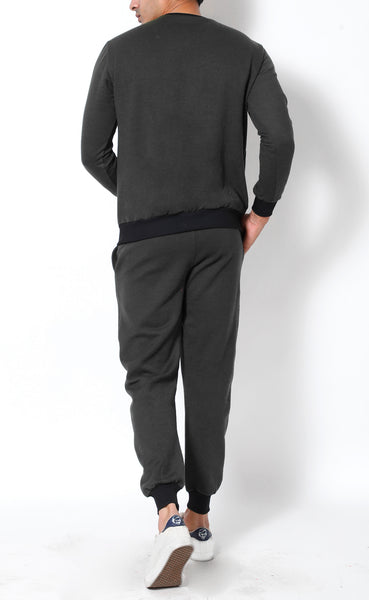 Dark Grey - Crew-Neck Tracksuit