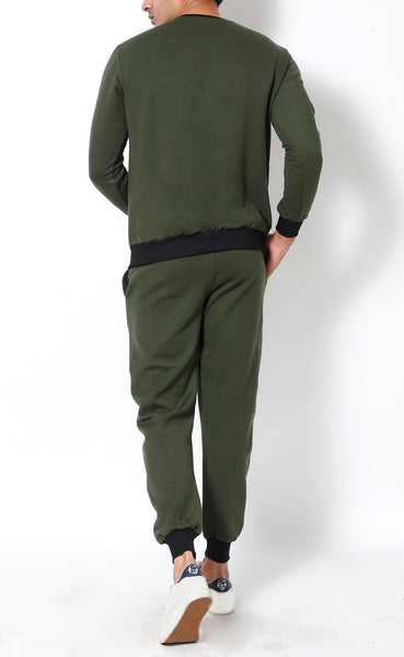 Olive Black - Crew-Neck Tracksuit