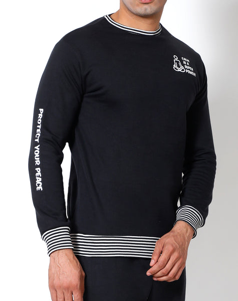 Black Stripes - Thermal Sweatshirt